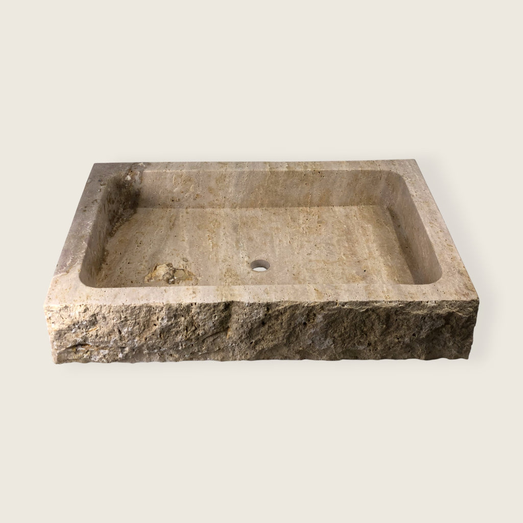 Raw Rectangle Travertine Sink