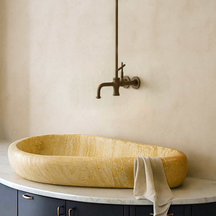Almond Sink - Travertine