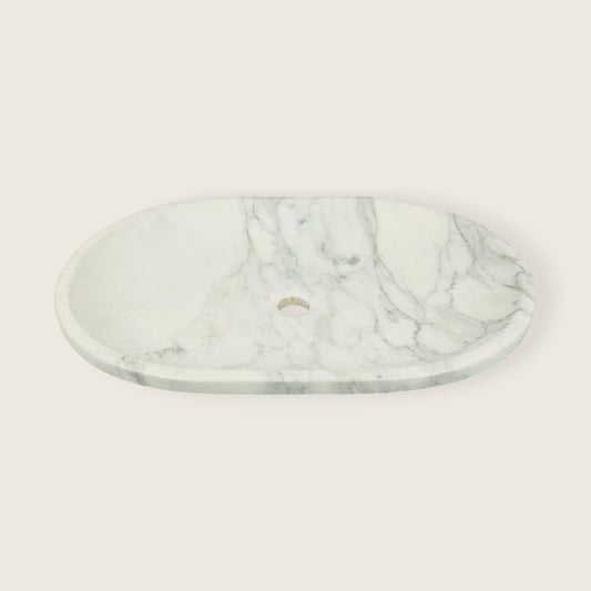Short Oval Grey Marble Sink