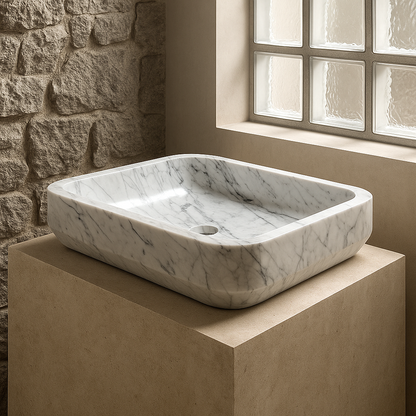 Rounded Rectangle Sink - Carrara