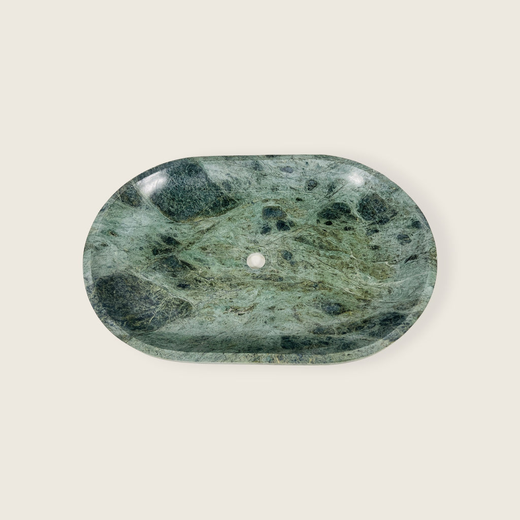 Oval Jungle Green Marble Sink