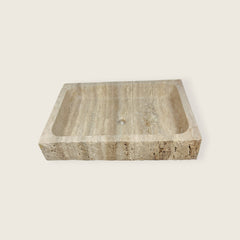 Beige-Streaked Rectangle Travertine Sink
