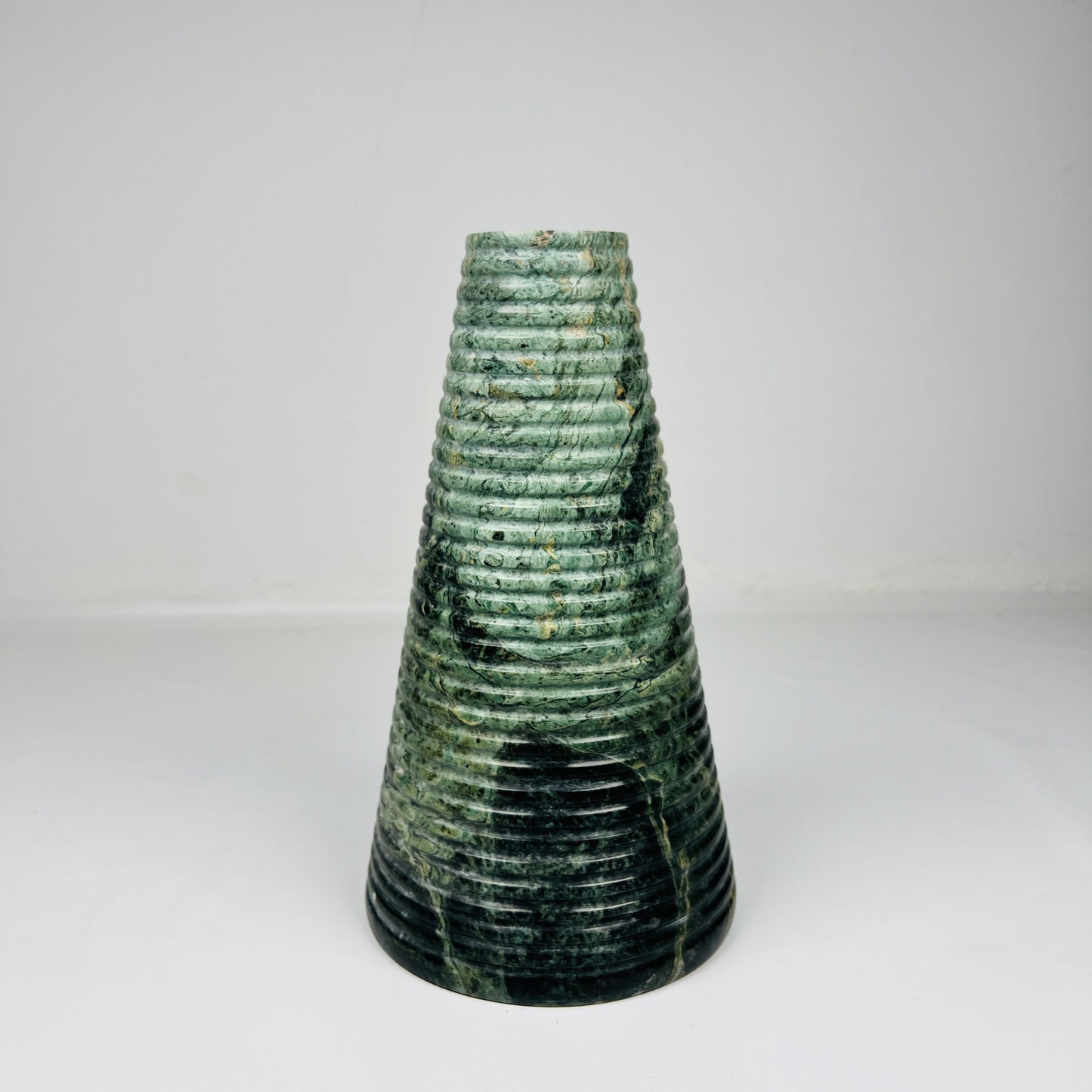Grooved Marble Vase - Green