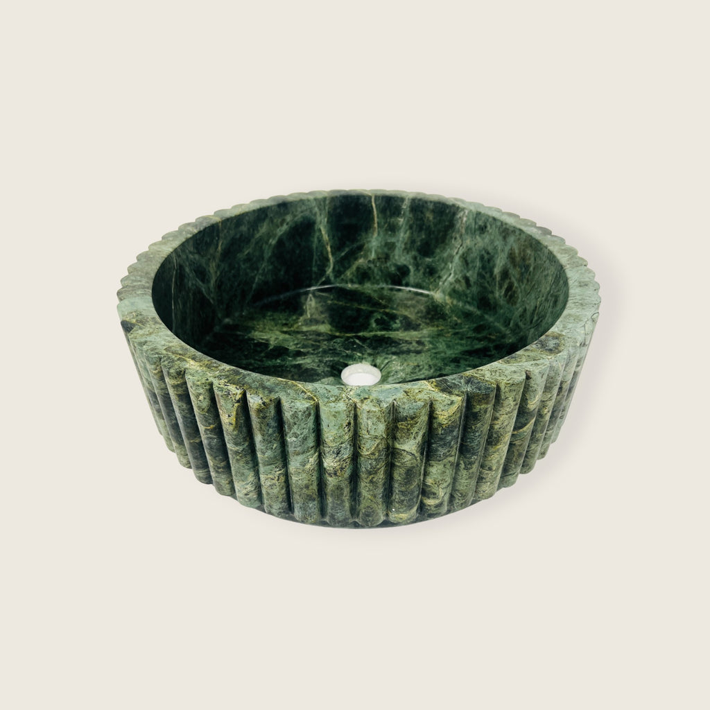 Verdant Draped Stone Basin