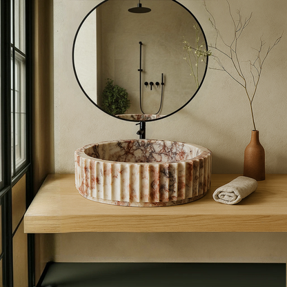 Fluted Sink - Red & White