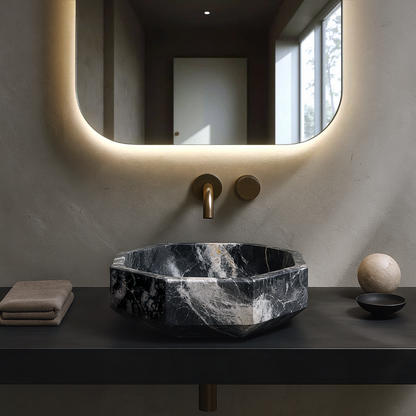 Octagonal Sink - Black & Blue