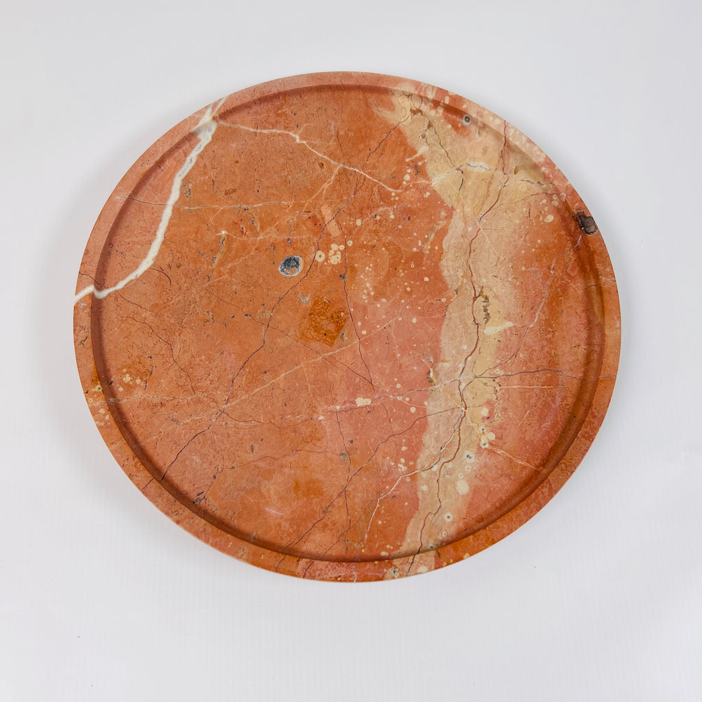 Bright Red Travertine Plate