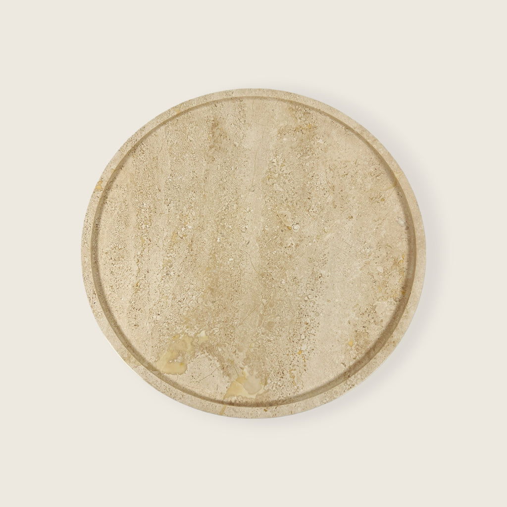 Streaked Beige Travertine Plate