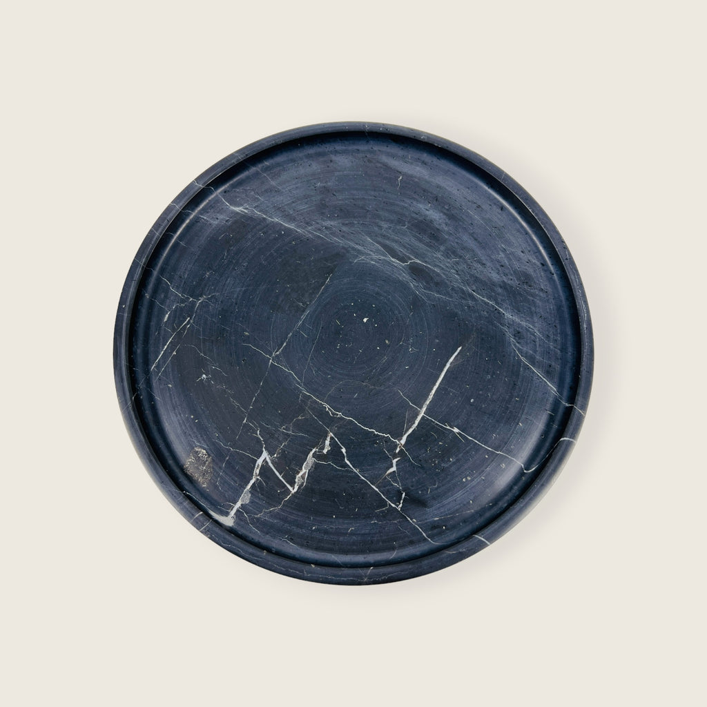 Black Veined Marble Plate