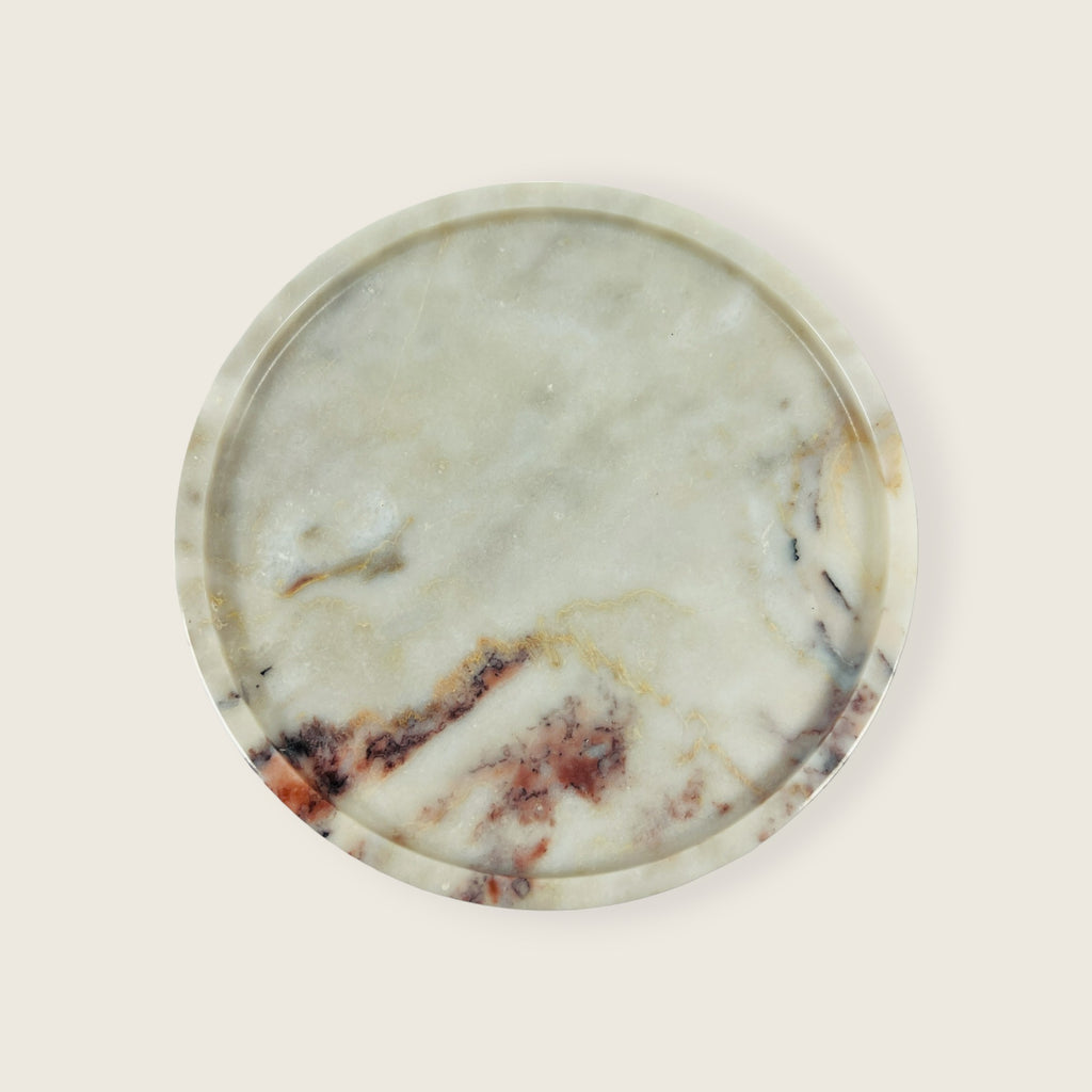 Grey With Red Blotches Marble Plate