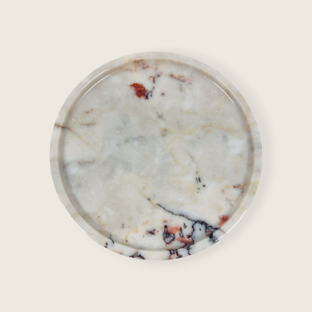 Red And White Marble Plate