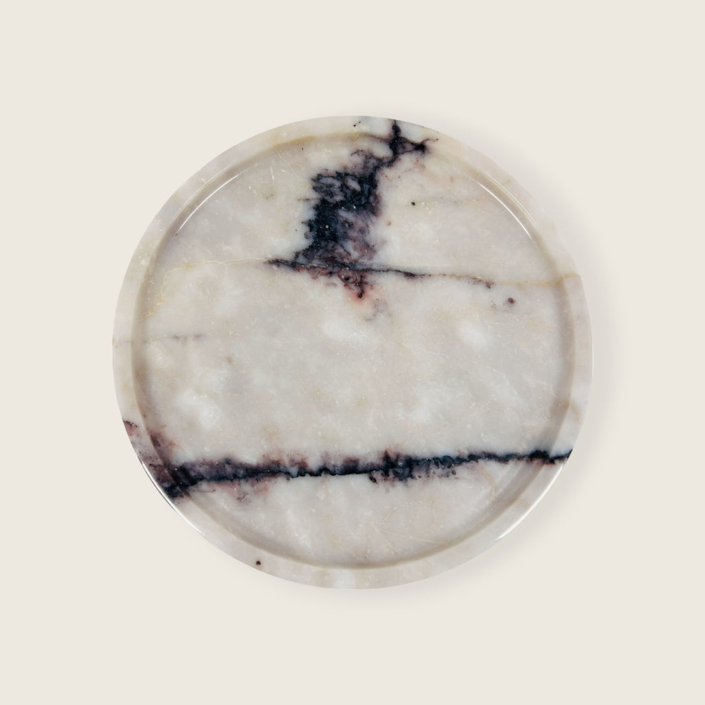 Red And White Marble Plate