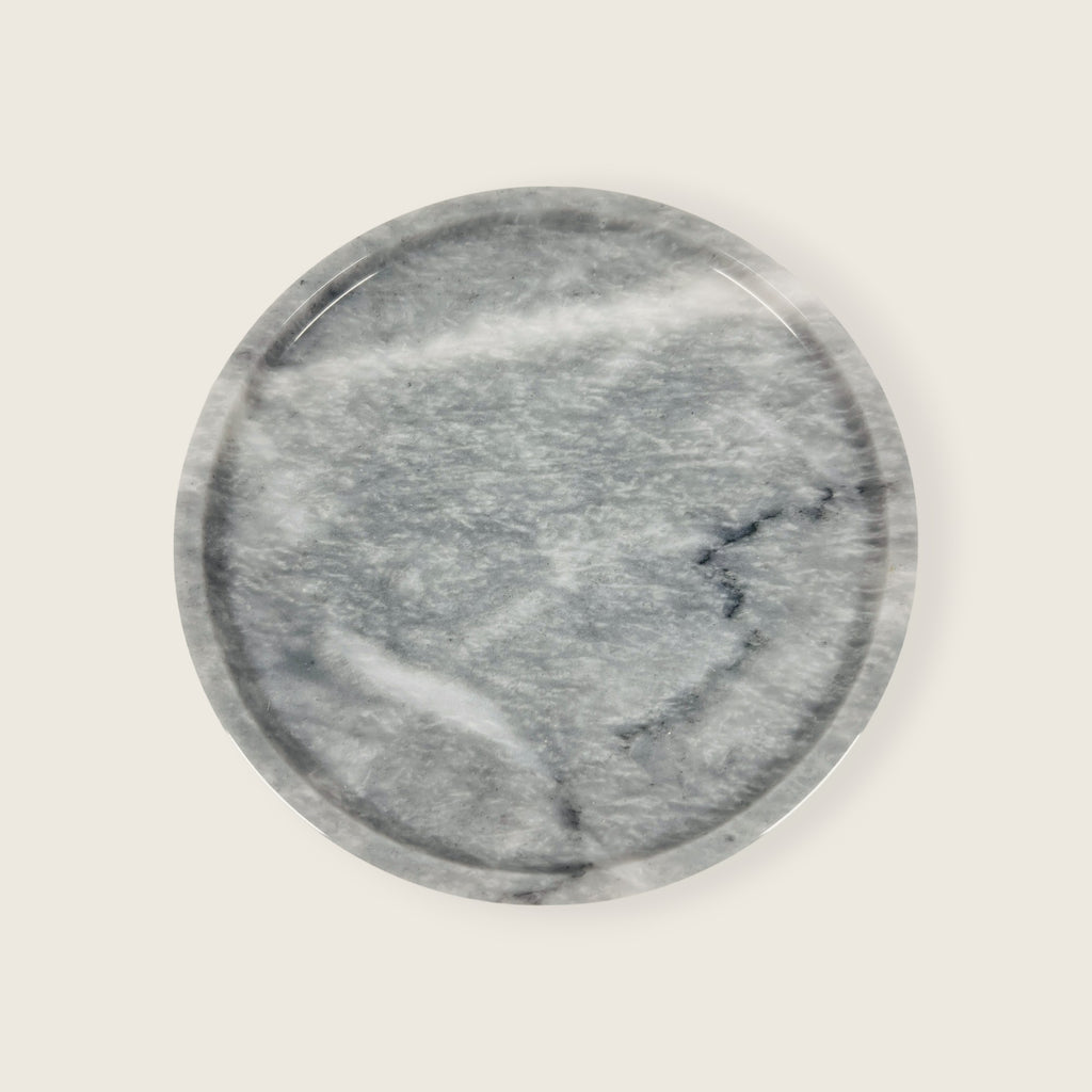 Dark Grey Blotched Marble Plate