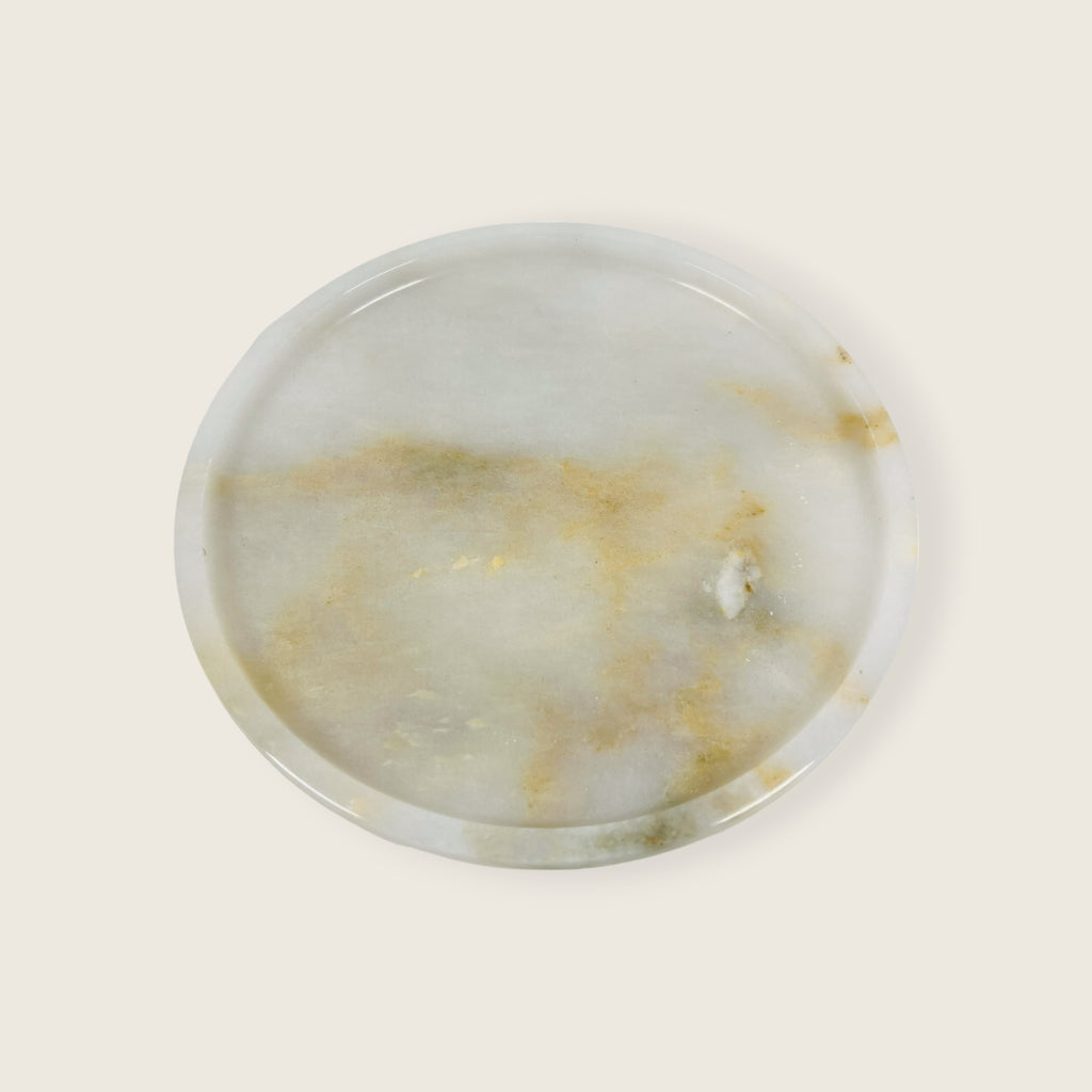 White And Yellow Onyx Plate