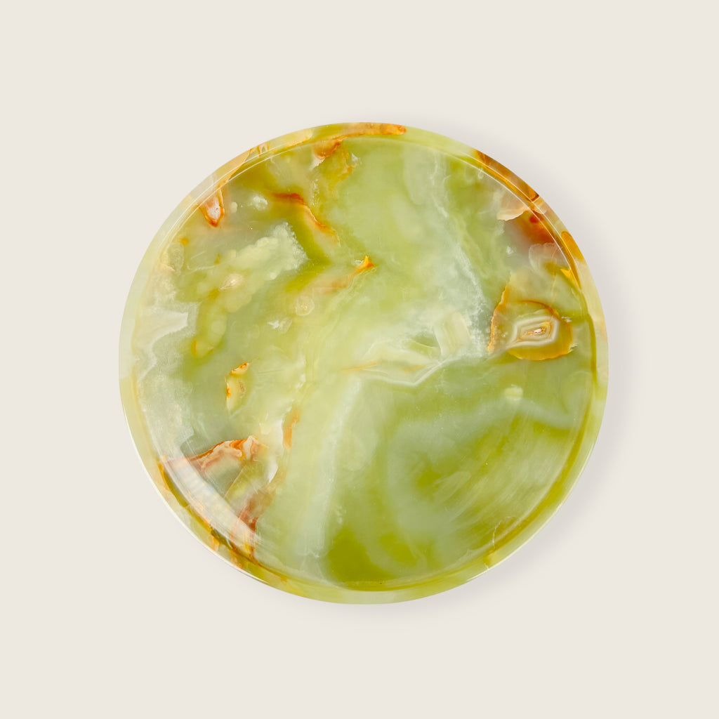 White & Green Onyx Plate