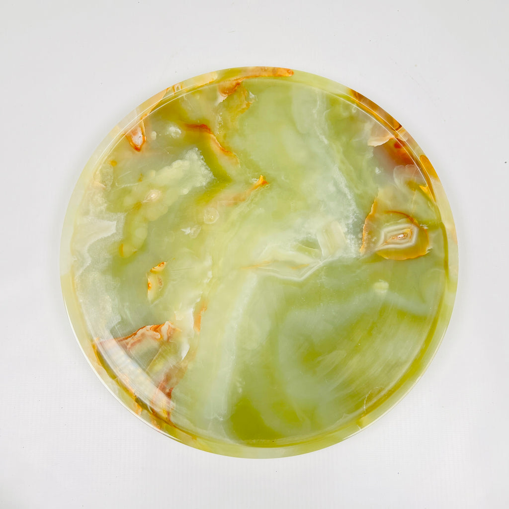 White & Green Onyx Plate