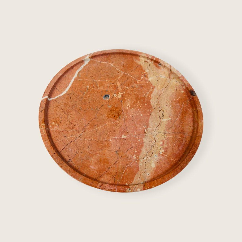 Bright Red Travertine Plate