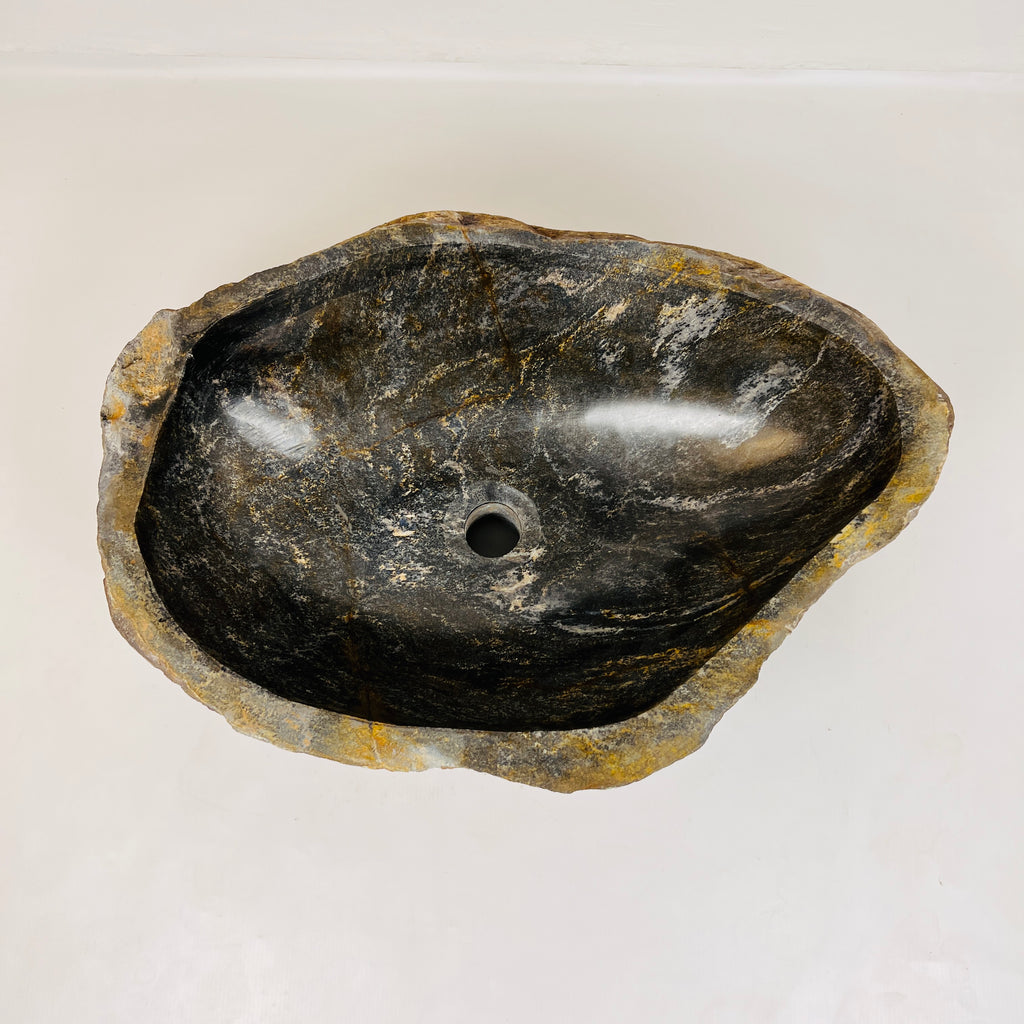 Amber Glazed River Stone Sink