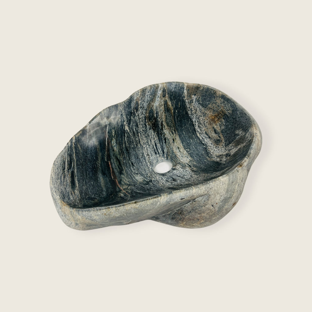 Black Streaked River Stone Sink