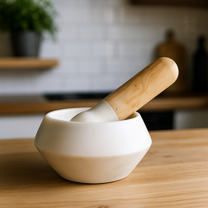 Wood Handle Mortar & Pestle