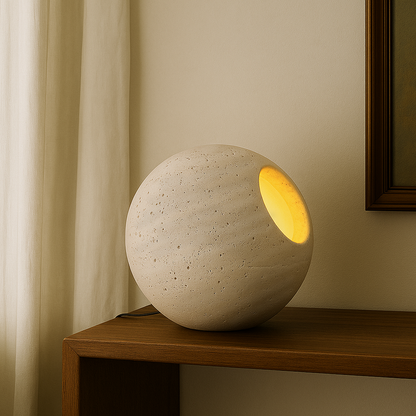 Orb Table Lamp - Travertine