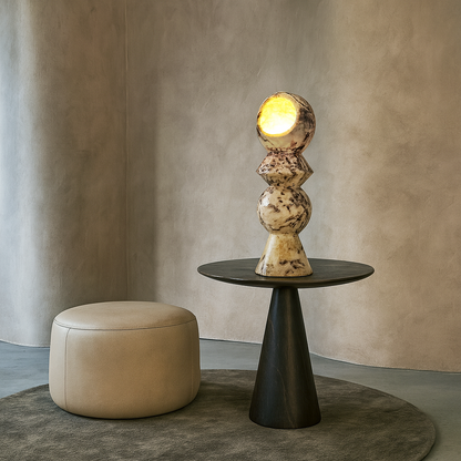 Slender Totem Table Lamp / Floor Lamp - Red & White