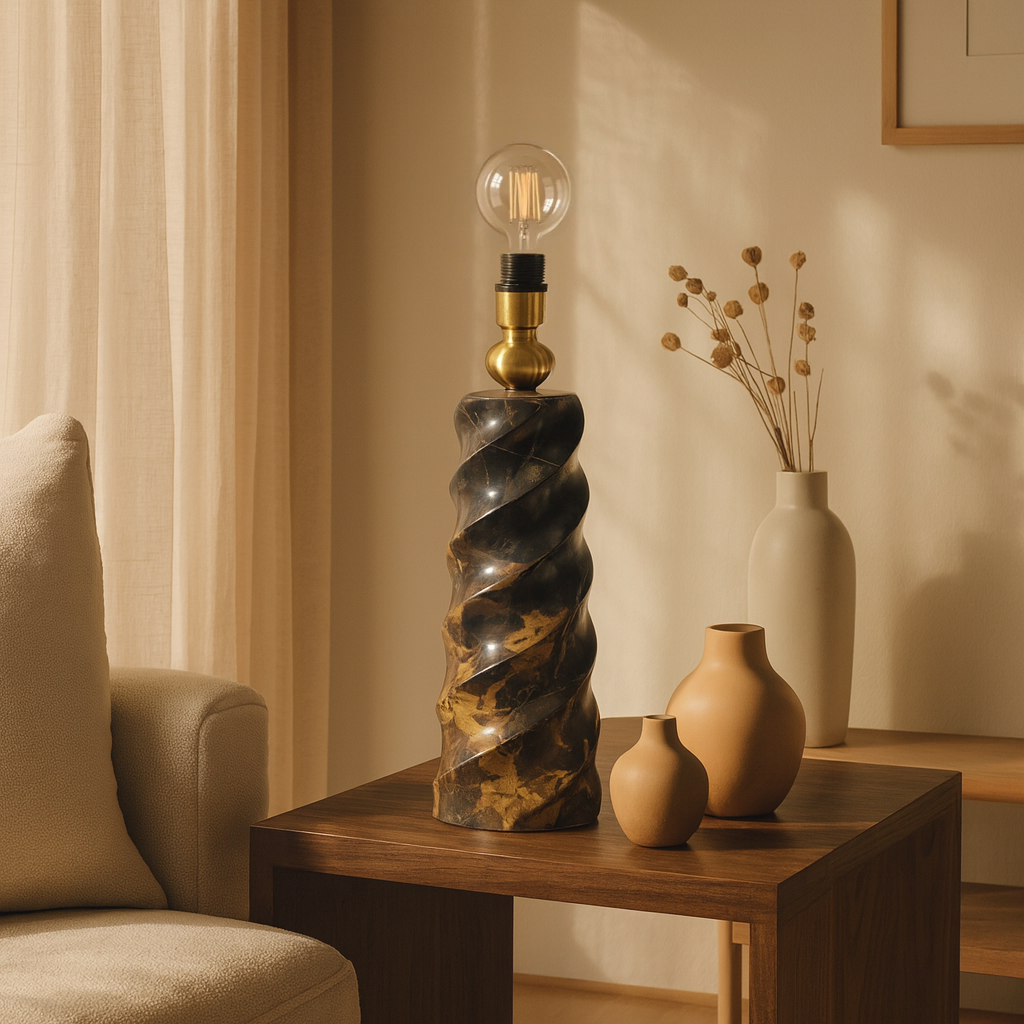 Spiral Table Lamp - Black & Gold