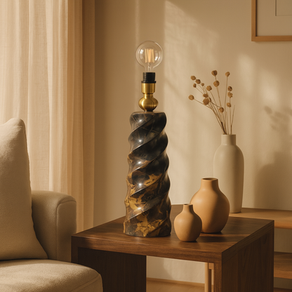 Spiral Table Lamp - Black & Gold