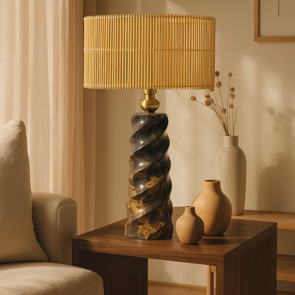 Spiral Table Lamp - Black & Gold