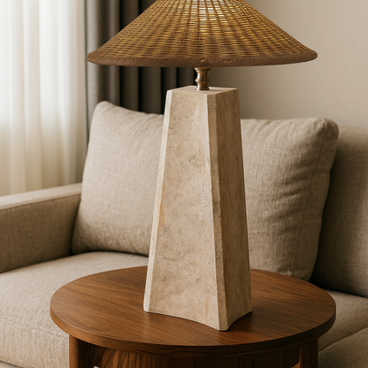 Curvilinear Table Lamp - Travertine
