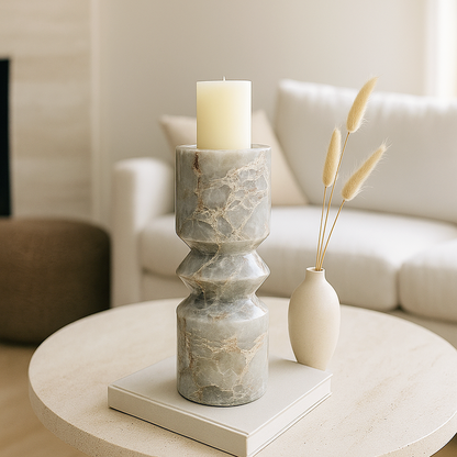 Bulged Disc Candle Stand - Gray