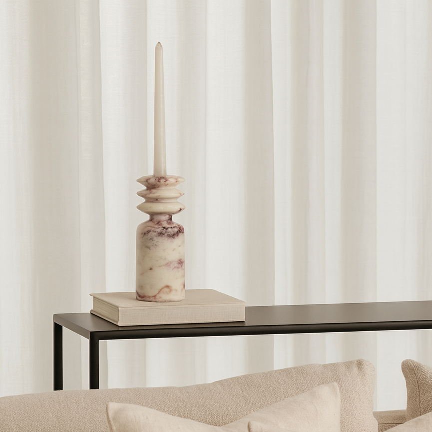 Beaded Candle Stand - Red & White