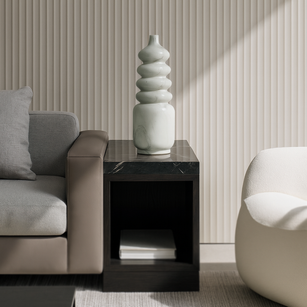 Ringed Ornament Bottle - White