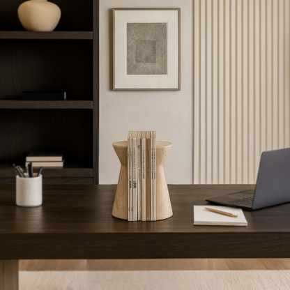 Biconic Bookends Pair - Travertine