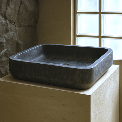 Rounded Rectangle Sink - Matte Black