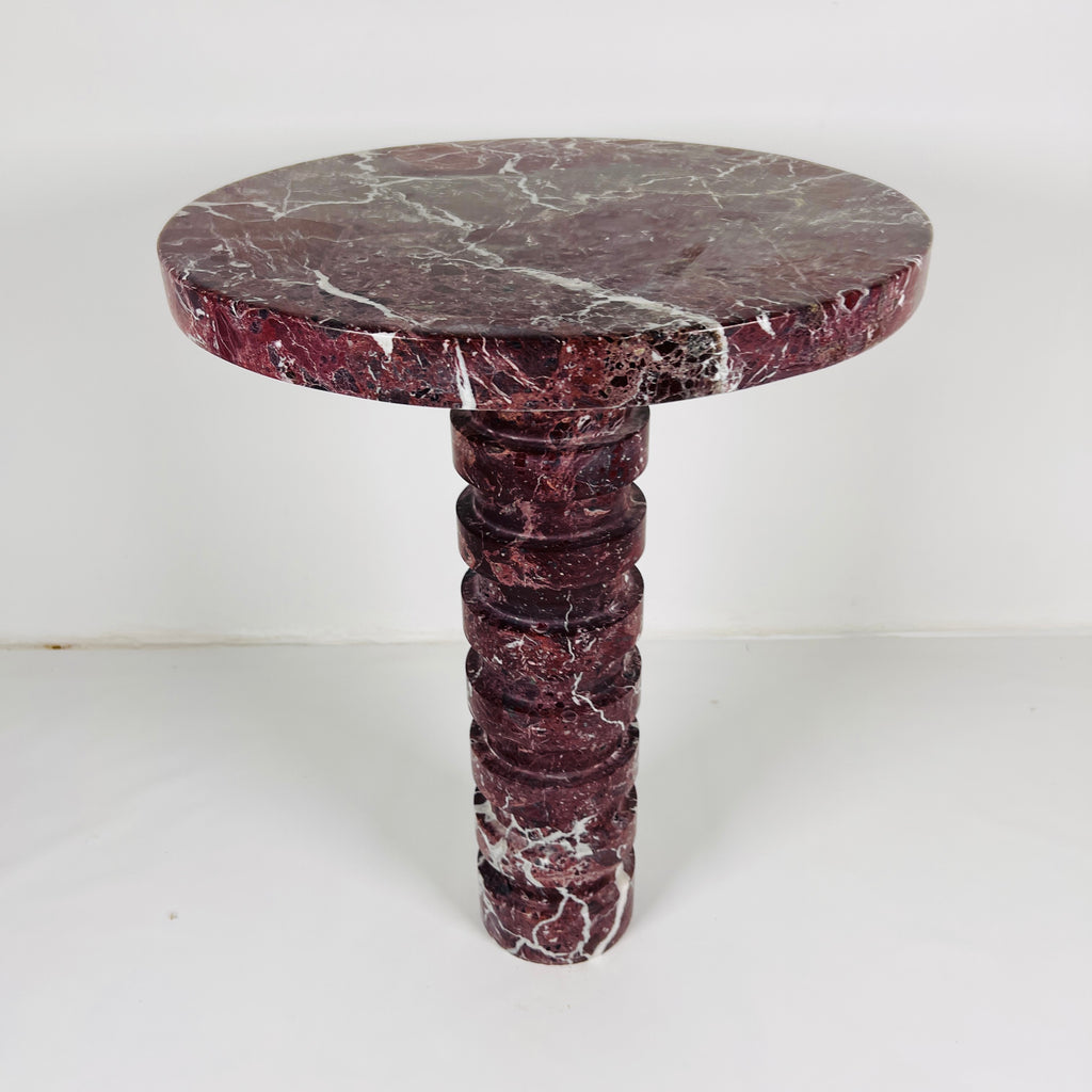 Marble Burgundy Webbed Side Table