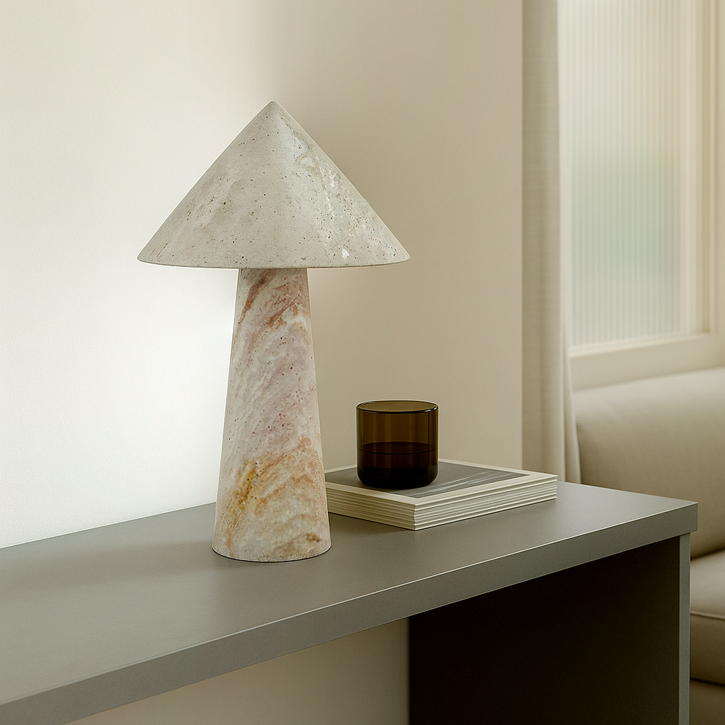 Cone-head Table Lamp - Travertine