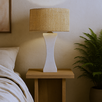Hourglass Table Lamp - White