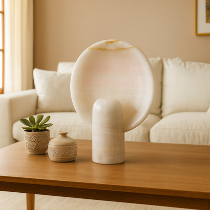 Disc Table Lamp - Pink Onyx