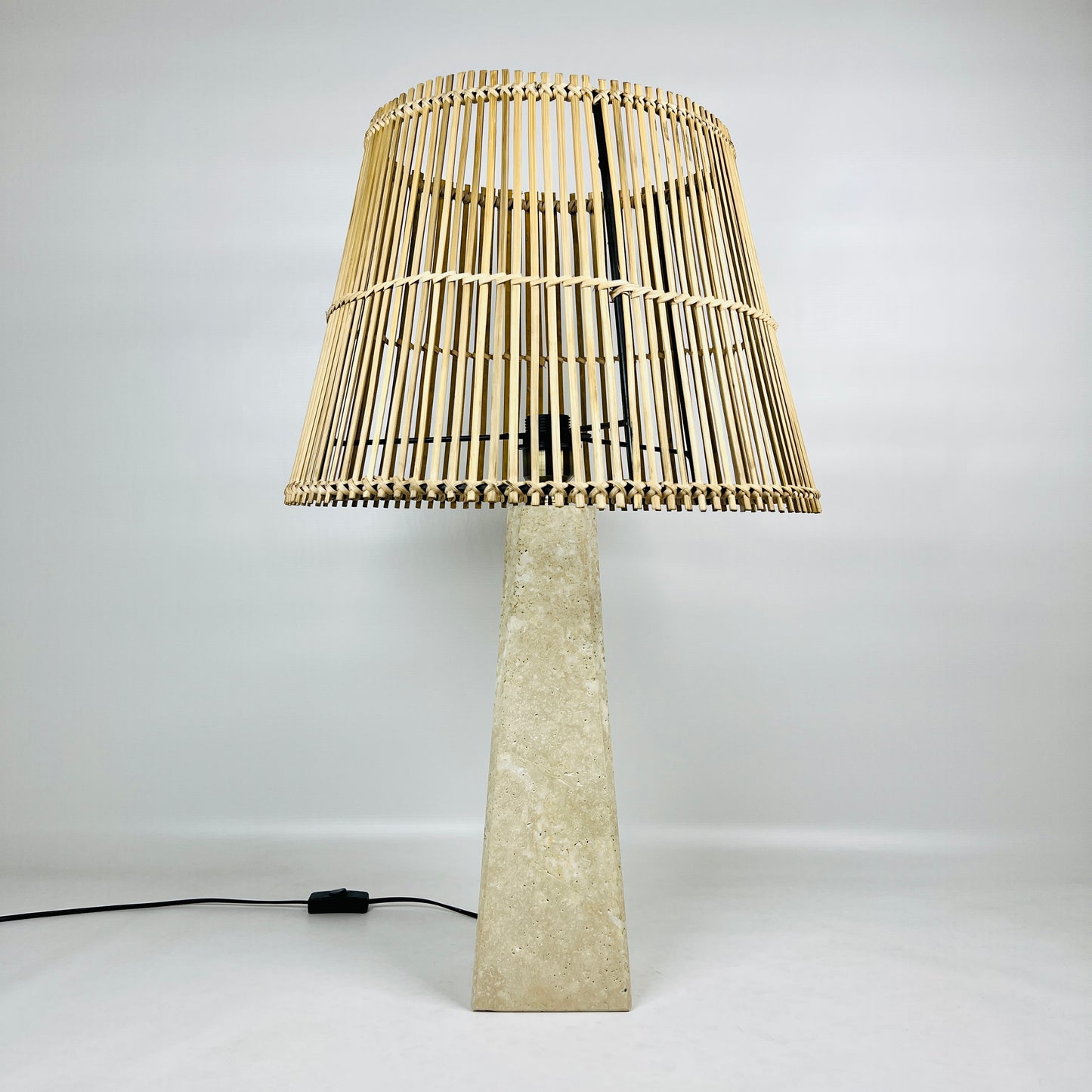 Trapezoid Table Lamp - Travertine