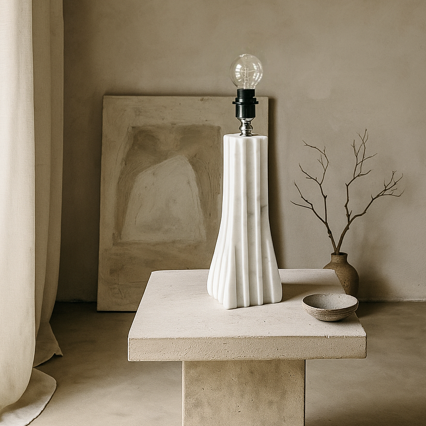 Ribbed Table Lamp - Gray