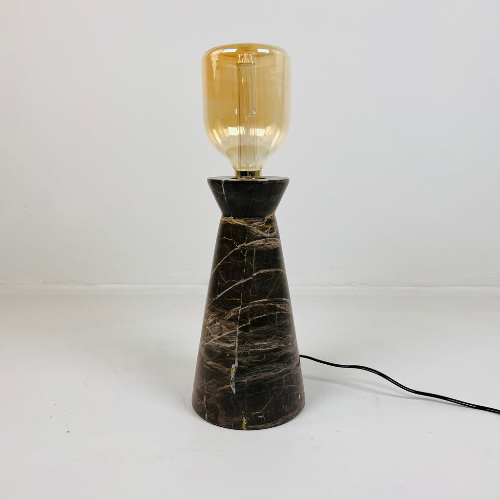 Upside Down Funnel Amber Lined Table Lamp