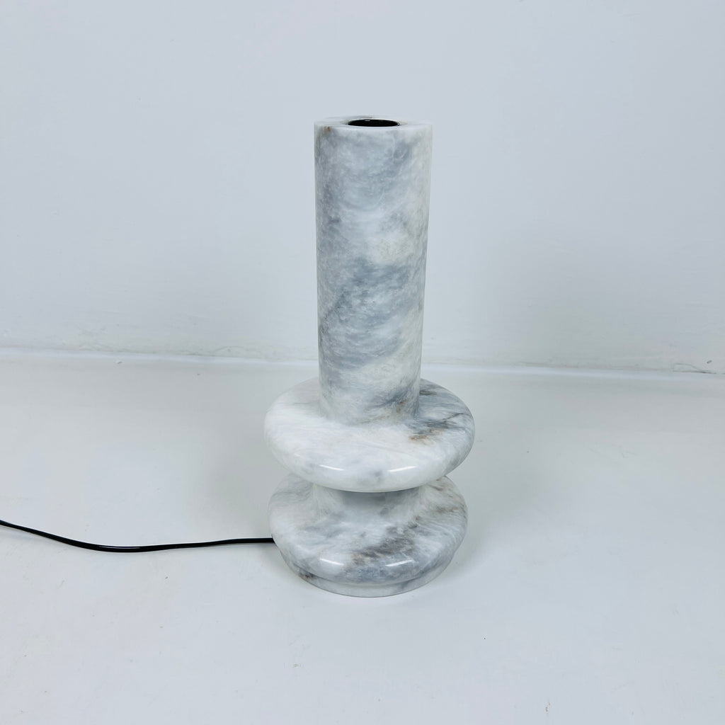 Double Ringed Bottom Grey Grazed Marble Table Lamp