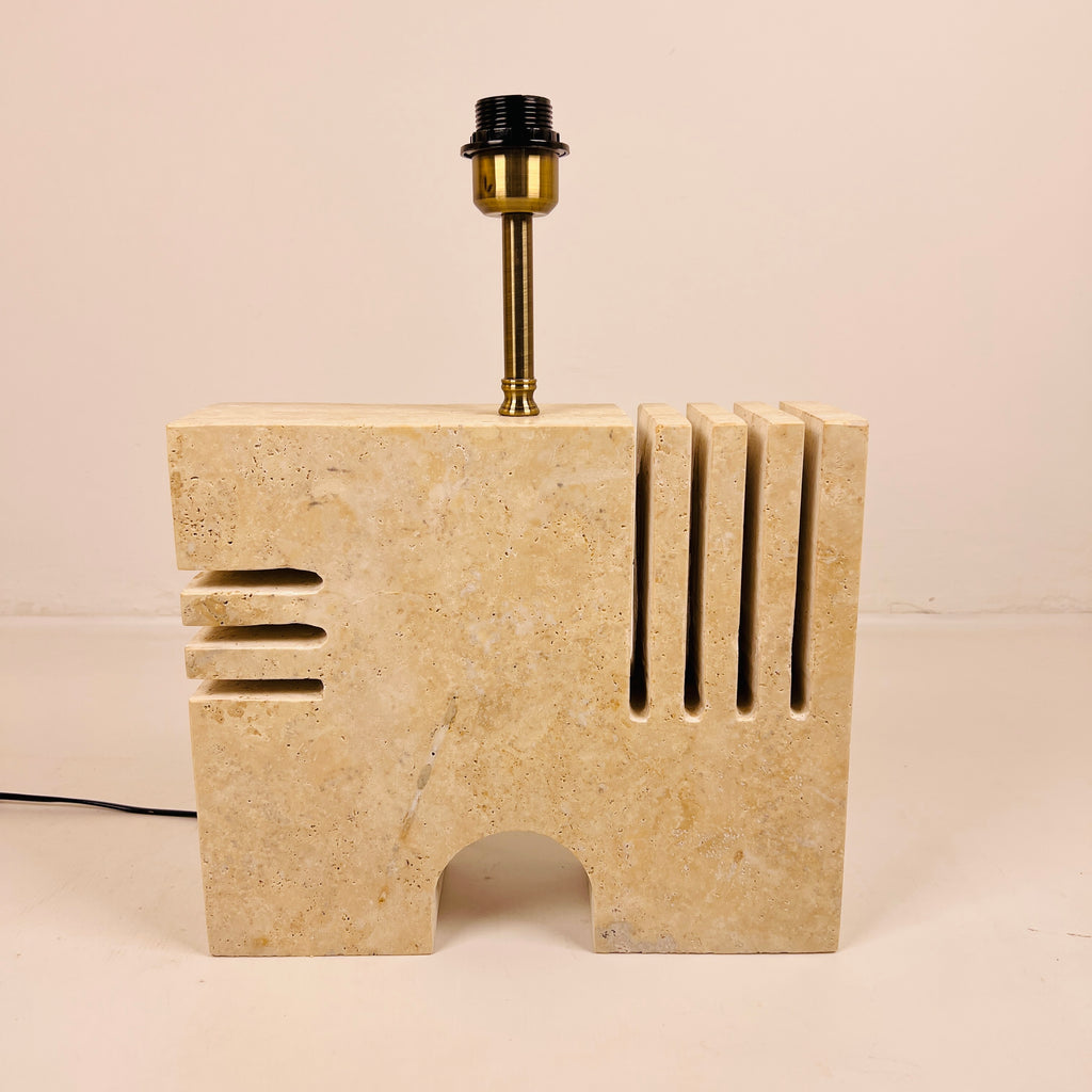 Puzzle Piece Travertine Table Lamp