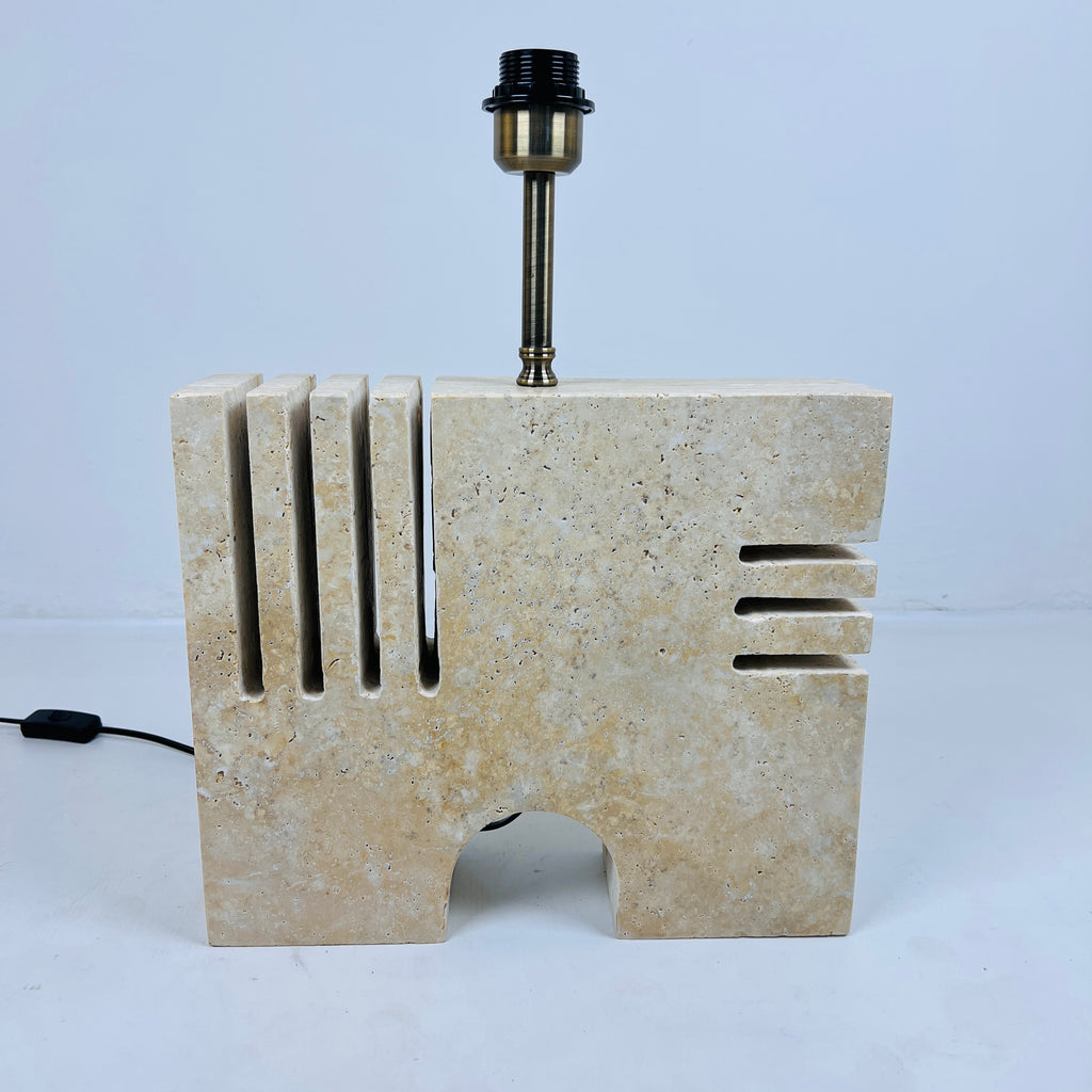 Puzzle Piece Travertine Table Lamp