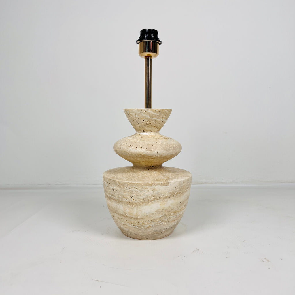 Pot Bottom Travertine Table Lamp