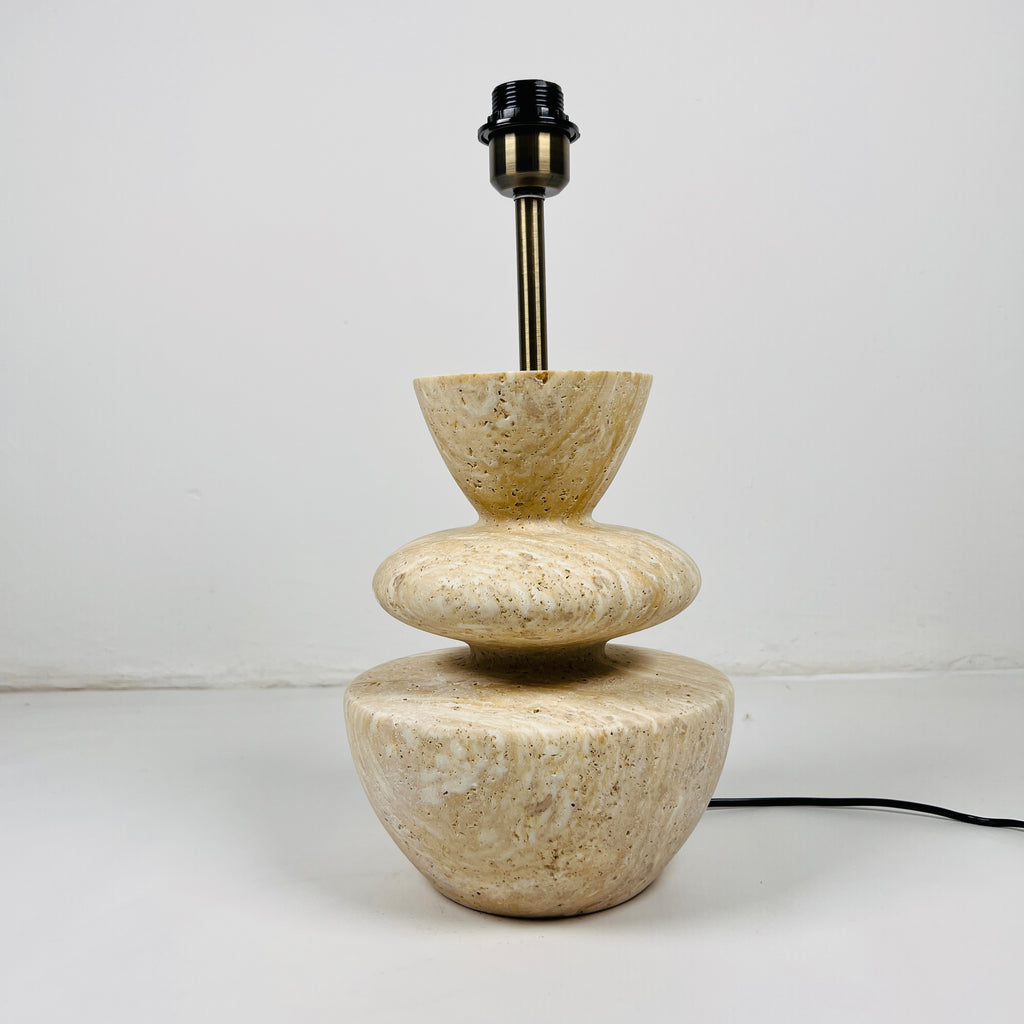 Pot Bottom Travertine Table Lamp