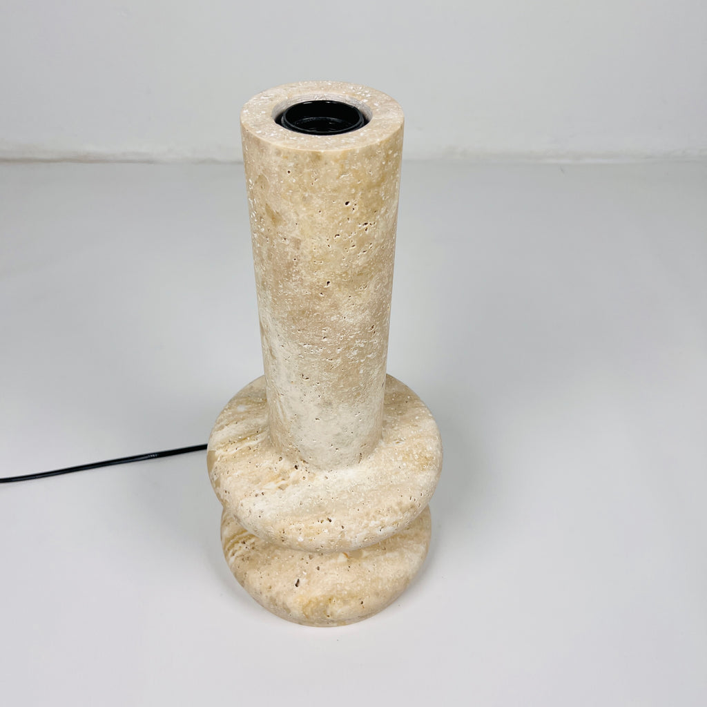 Ringed Bottom Travertine Table Lamp