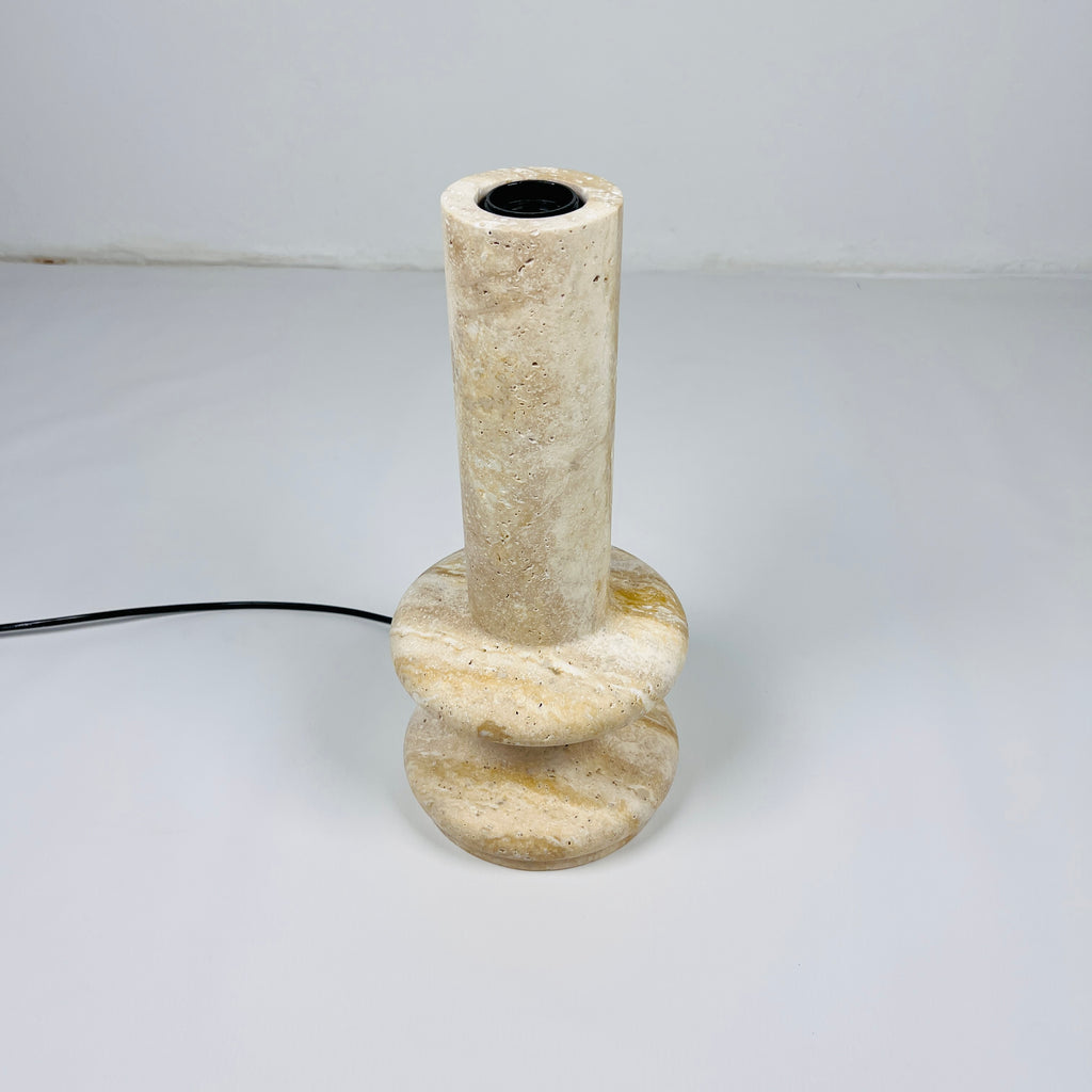 Ringed Bottom Travertine Table Lamp