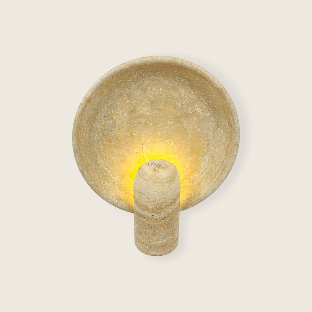 Disc Grazed Travertine Lamp